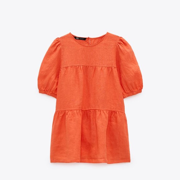 Zara Tops - Zara Orange Linen Smock Top Blouse M